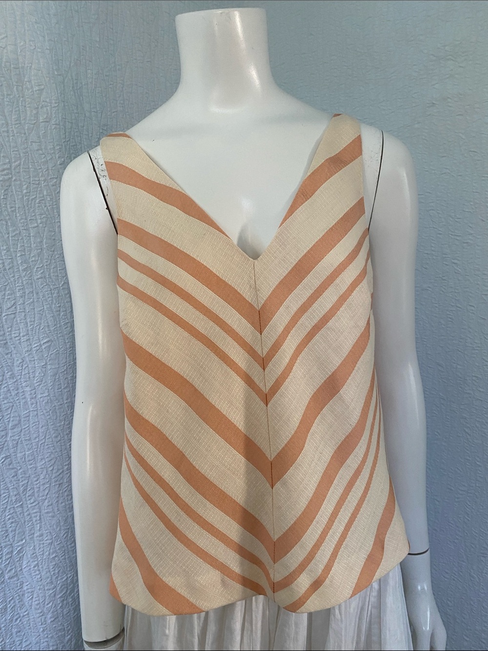 Anthropologie HD in Paris Peach and Cream Striped V‑Neck Camisole